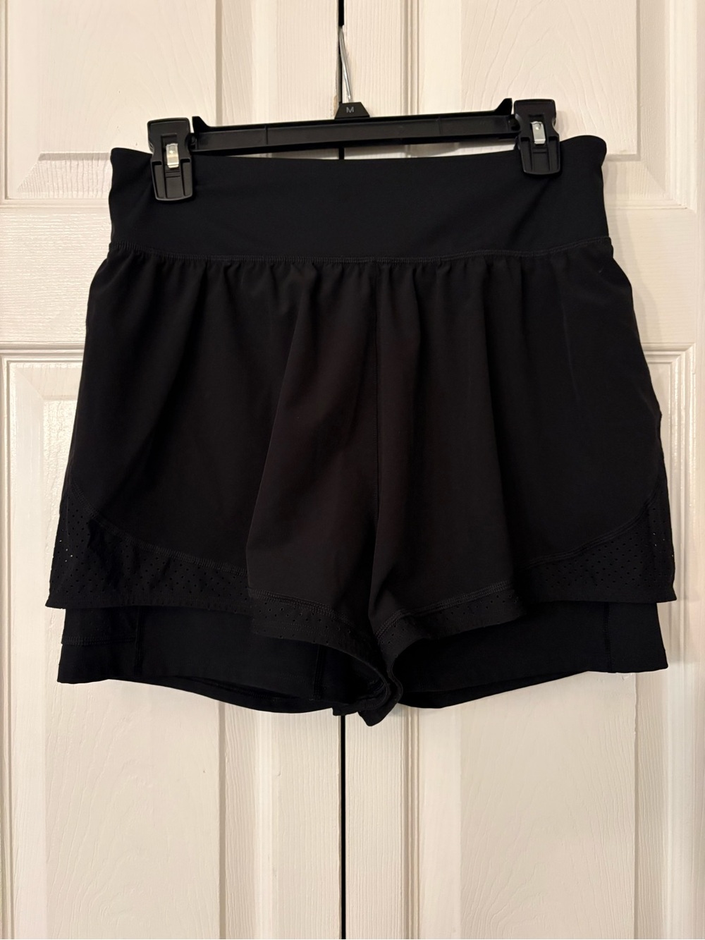 Spanx Black 2-1 Athletic Shorts Large